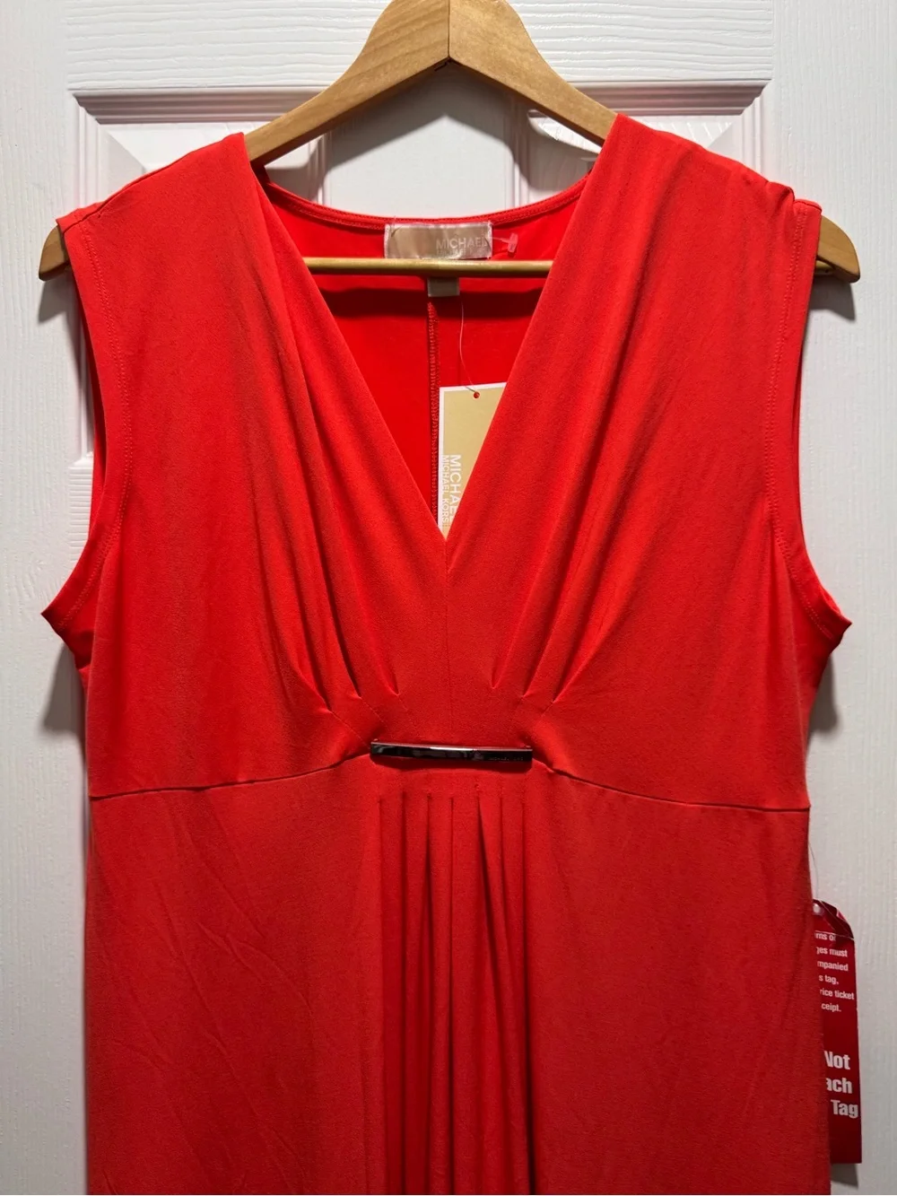 NEW Michael Kors NEW W TAGS Sleeveless V-Neck Maxi Dress in Bright Red-Orange L